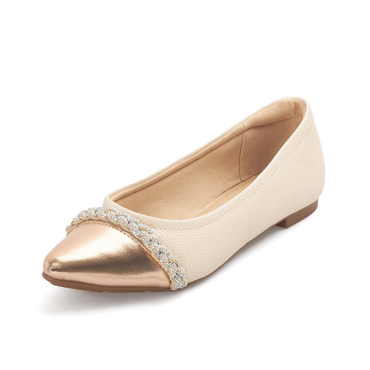 MODARE - Baleta Crema- Oro Rosa Cristal Modare