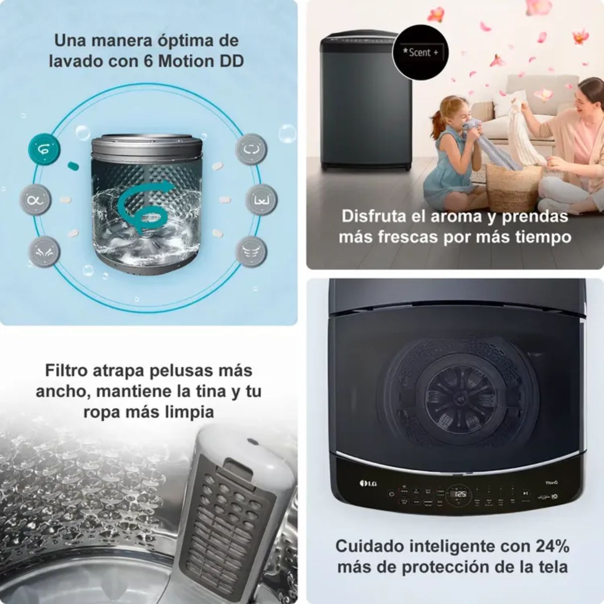 LG - Lavadora LG Carga Superior 19 Kilos WT19DV6 Inteligencia Artificial Gris