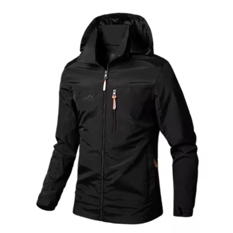 UBMD - Chaqueta Hombre DT723 Negro Cortavientos Impermeable Estilo Militar