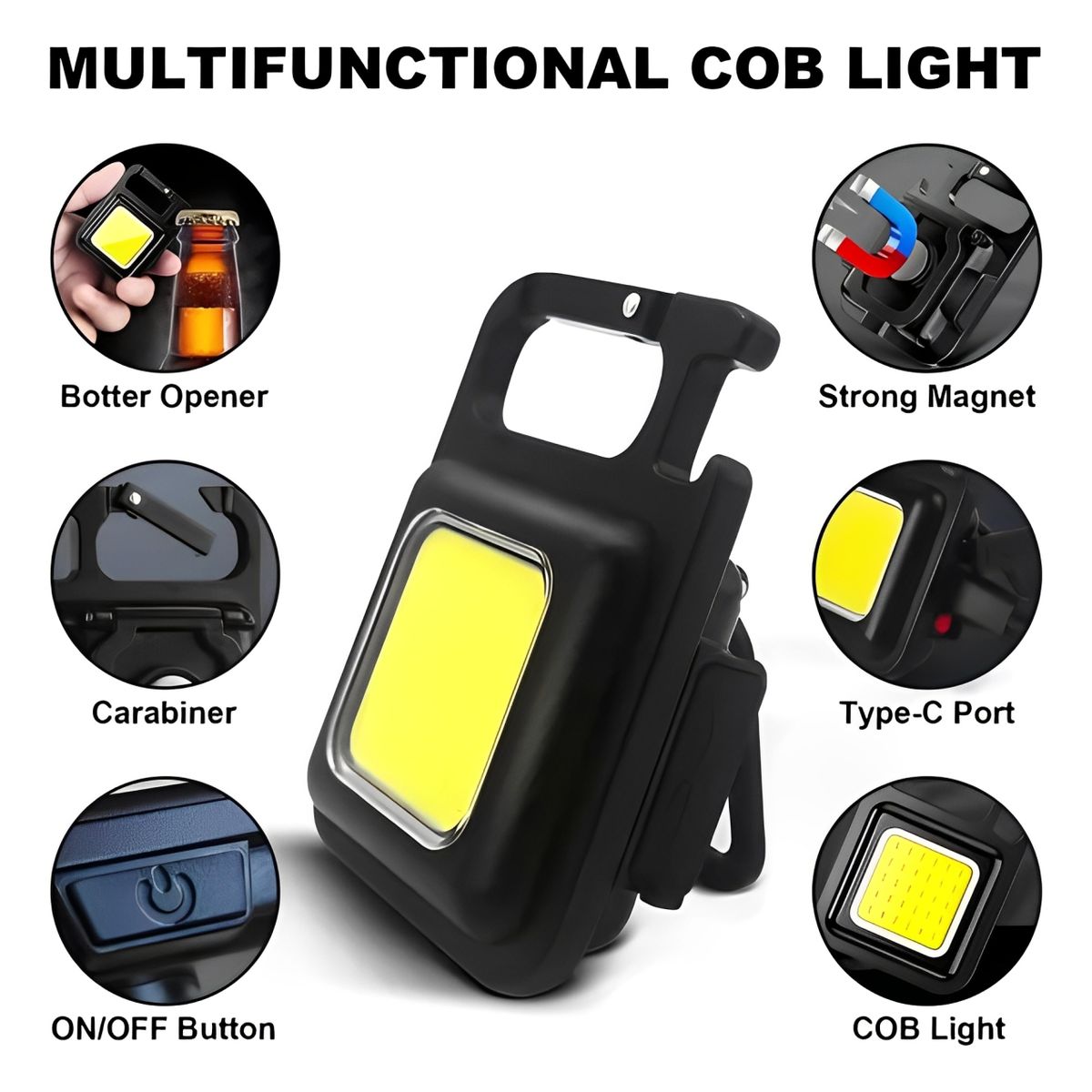 GENERICO - Mini Linterna LED Potente Llavero COB