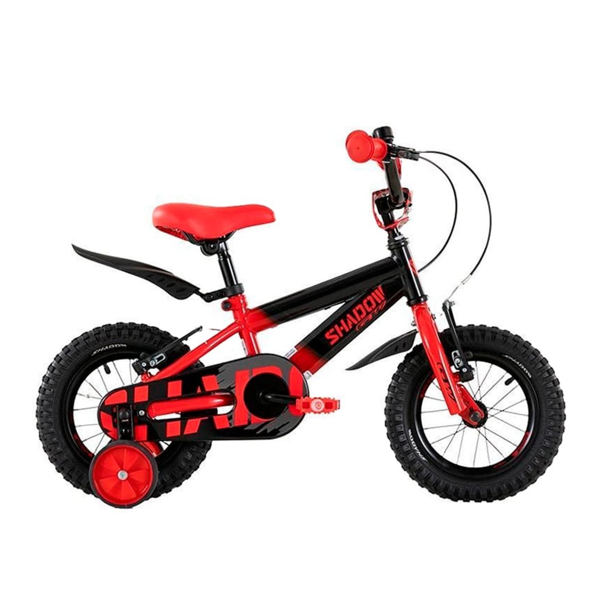 GW - Bicicleta para niños Rin 12 gw 2 a 5 años Shadow Negro Br Rojo
