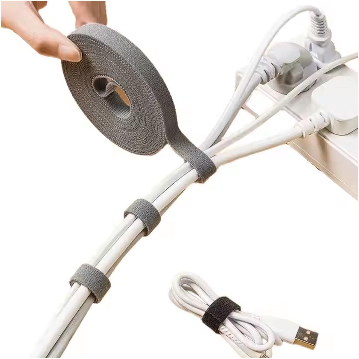 GENERICO - Cinta Organizador De Cables Velcro 1cm Ancho X 5 Mts Largo