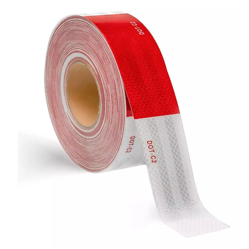 GENERICO - Cinta Reflejante De Seguridad Blanco/rojo 45 Mts Largo