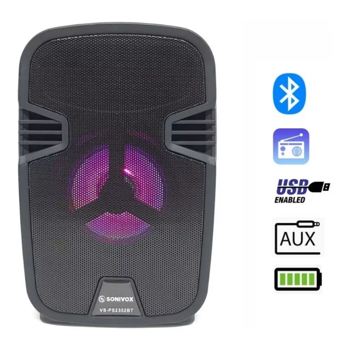 GENERICO - Parlante Bluetooth Portátil Con Radio Fm Luz Led Mini Cabina