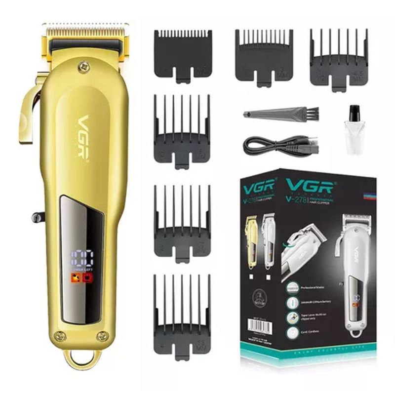 VGR - Máquina Cortar Pelo Vgr V-278 Acero Titanio Recargable Dorado