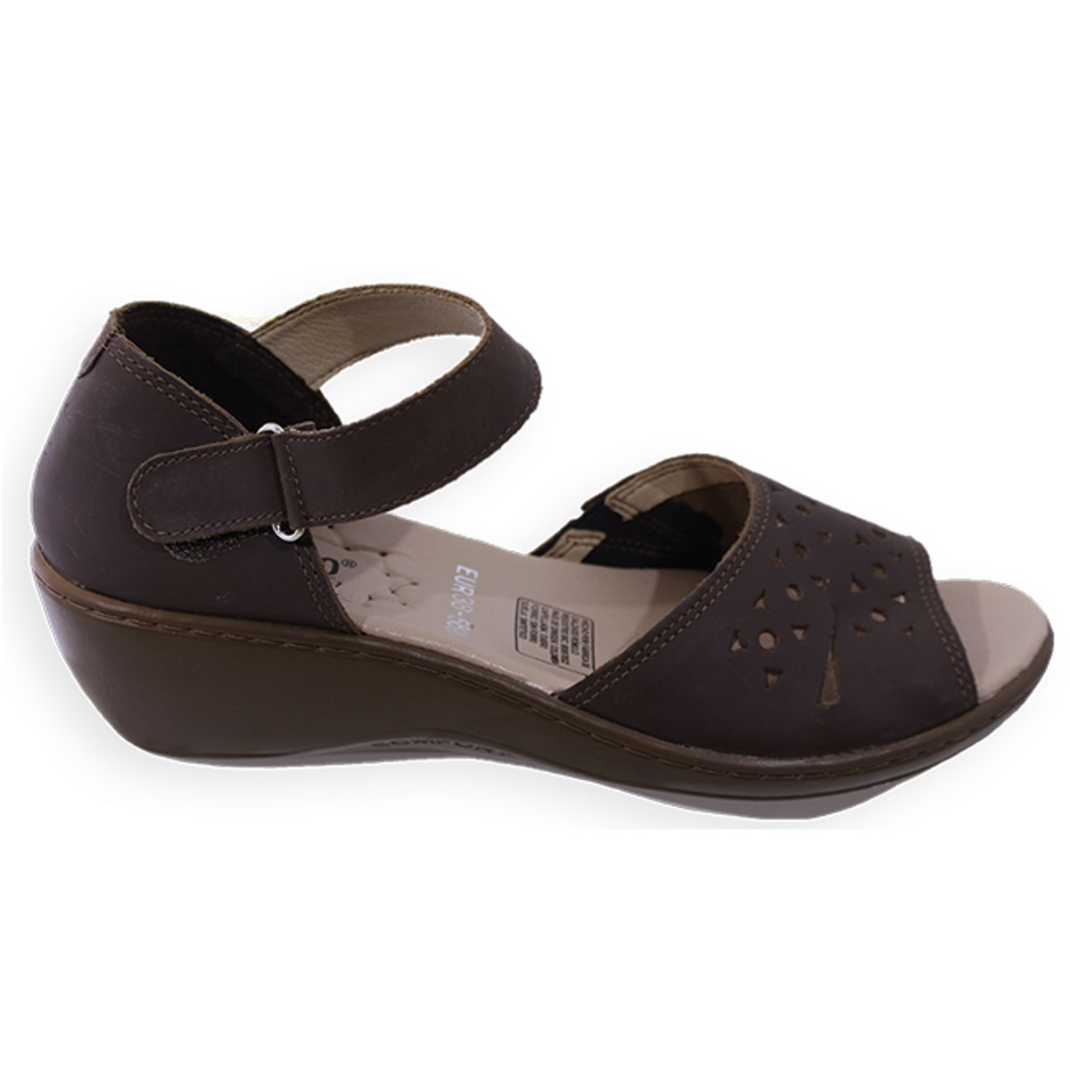 CALZADO ROMULO - Sandalia Romulo Dama Cuero Graso Ajuste Velcro Tacón Corrido