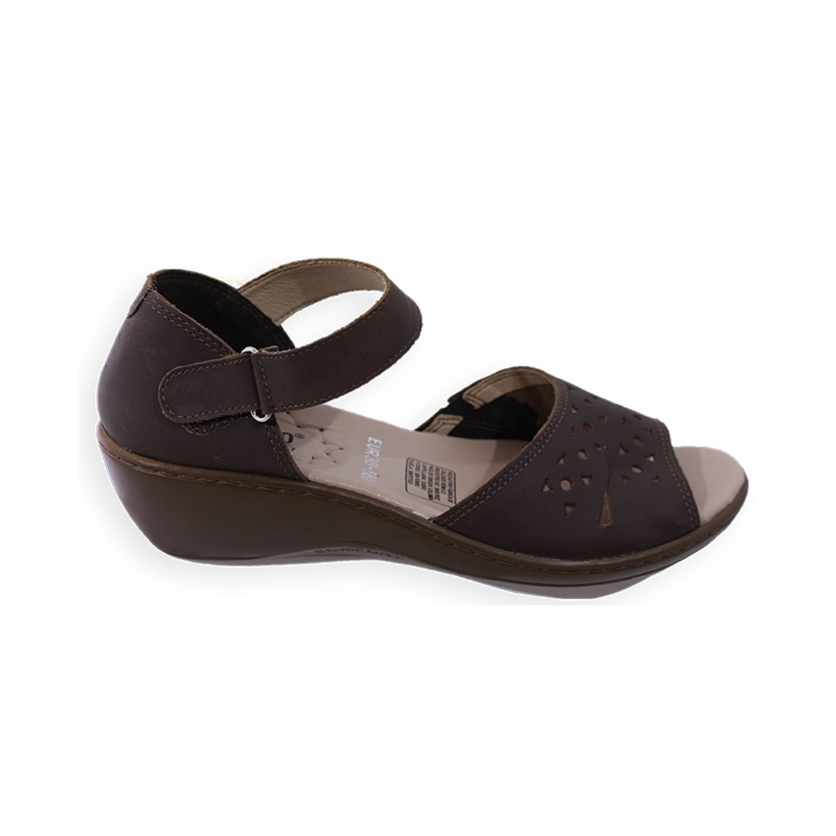 CALZADO ROMULO - Sandalia Romulo Dama Cuero Graso Ajuste Velcro Tacón Corrido