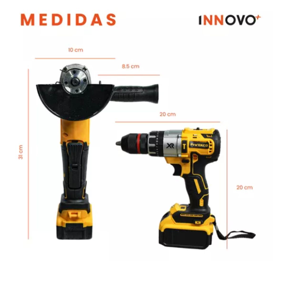 INNOVA - Taladro Con Pulidora Inalambrica 2 Baterias Con Estuche Profesional