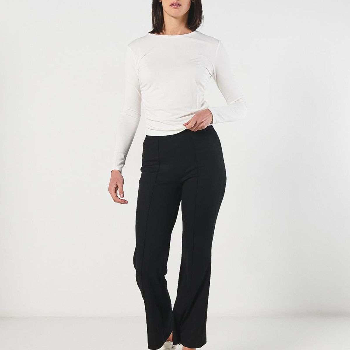 KOAJ - KOAJ Camiseta manga larga unicolor con recogidos laterales Mujer