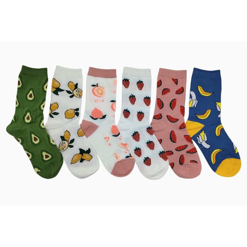 GENERICO - MEDIAS CANILLERAS FRUTALES MULTICOLOR UNISEX PACK  *6