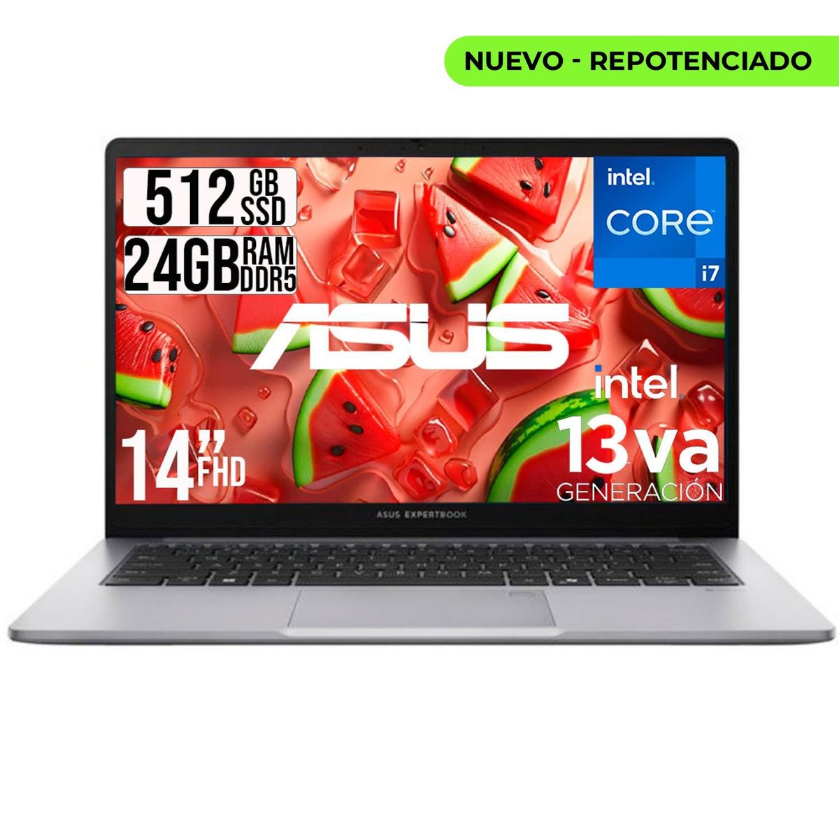 ASUS - PORTATIL ASUS EXPERTBOOK INTEL CORE I7-13620H SSD 512GB RAM 24GB LED 14 FHD