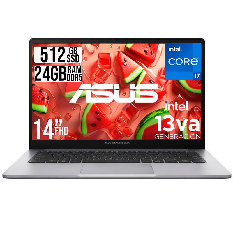 ASUS - PORTATIL ASUS EXPERTBOOK INTEL CORE I7-13620H SSD 512GB RAM 24GB LED 14 FHD