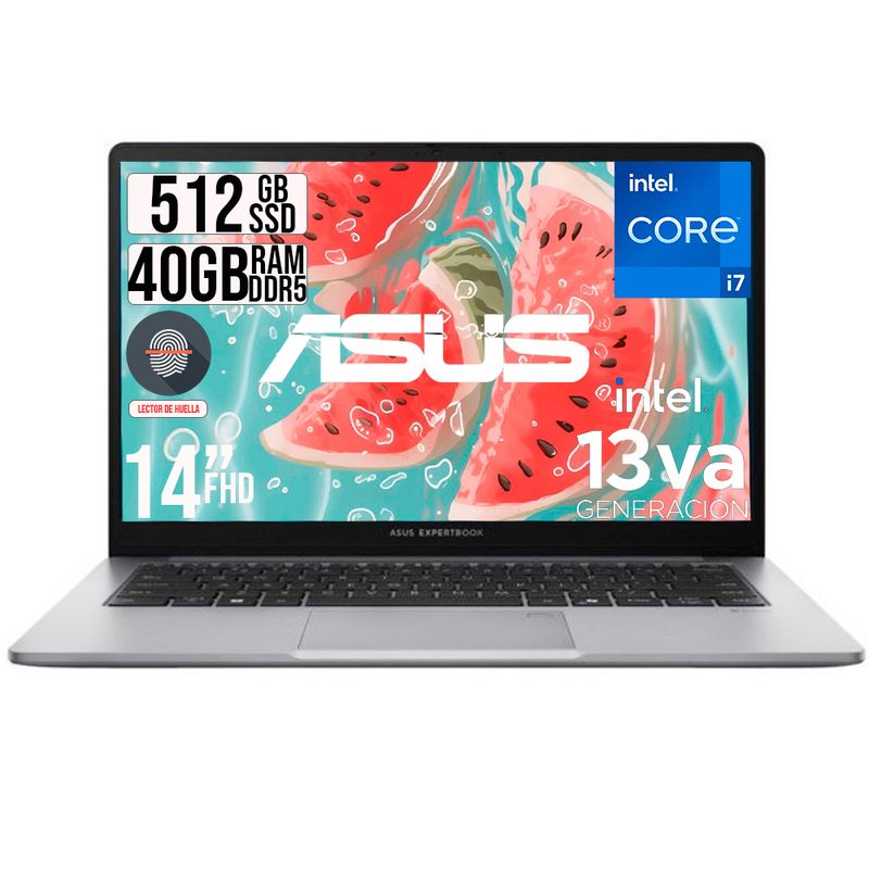 ASUS - PORTATIL ASUS EXPERTBOOK INTEL CORE I7-13620H SSD 512GB RAM 40GB LED 14 FHD