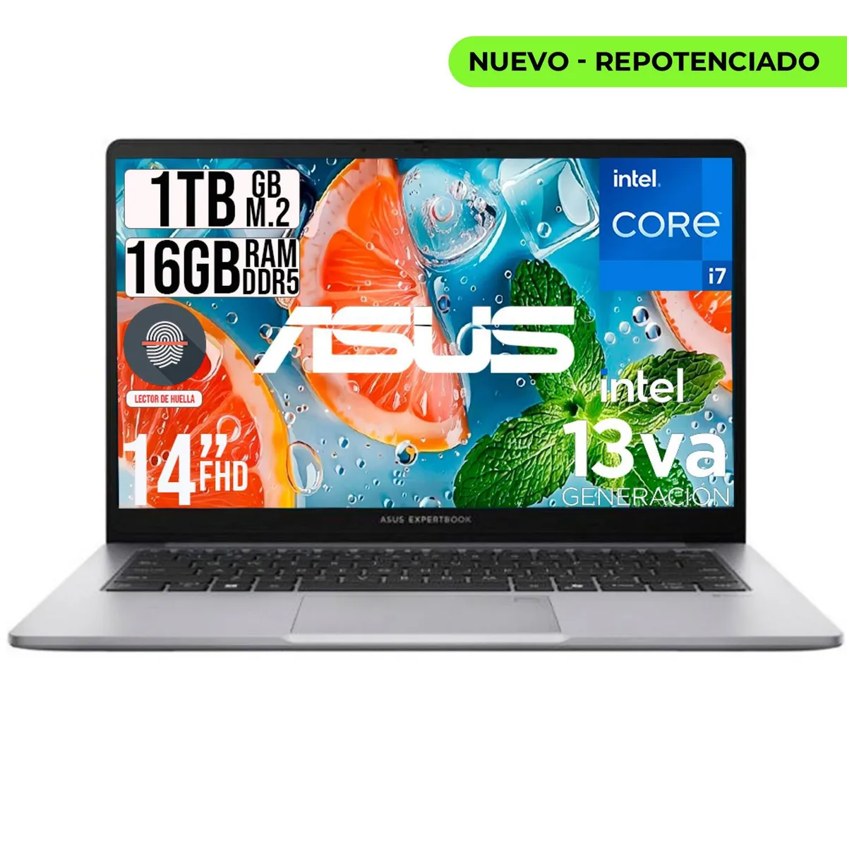 ASUS - PORTATIL ASUS EXPERTBOOK INTEL CORE I7-13620H SSD 1TB RAM 16GB DDR5 LED 14 FHD