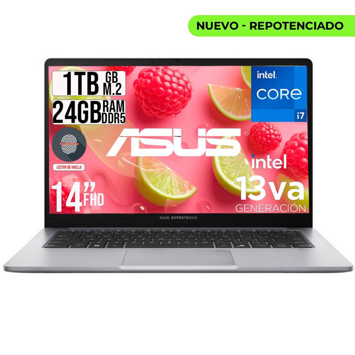 ASUS - PORTATIL ASUS EXPERTBOOK INTEL CORE I7-13620H SSD 1TB RAM 24GB DDR5 LED 14 FHD