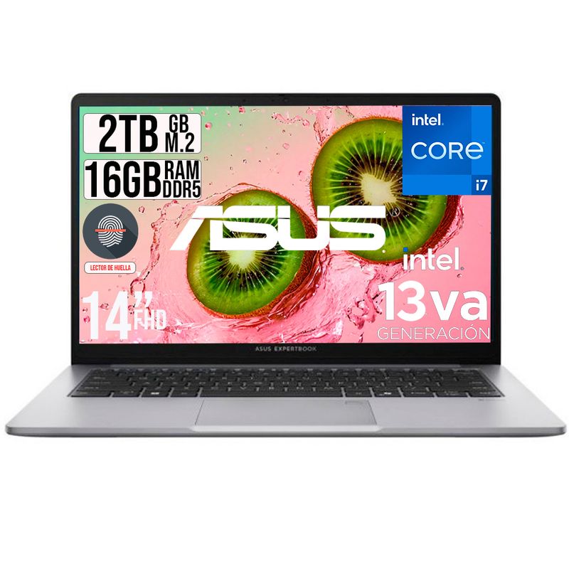ASUS - PORTATIL ASUS EXPERTBOOK INTEL CORE I7-13620H SSD 2TB RAM 16GB DDR5 LED 14 FHD