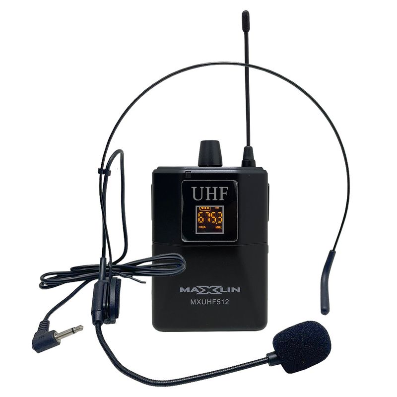 MAXLIN - Micrófono Inalámbrico Diadema y Solapa Maxlin MXUHF512