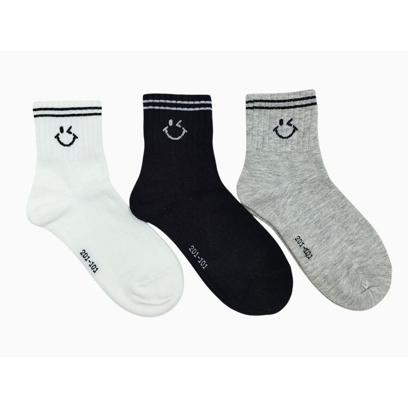 GENERICO - MEDIAS CANILLERAS CARITAS MULTICOLOR UNISEX PACK 3