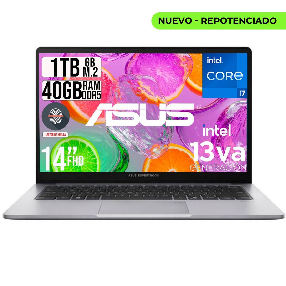 ASUS - PORTATIL ASUS EXPERTBOOK INTEL CORE I7-13620H SSD 1TB RAM 40GB DDR5 LED 14 FHD