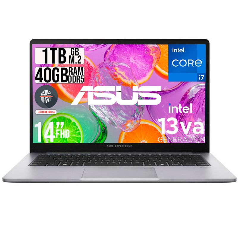 ASUS - PORTATIL ASUS EXPERTBOOK INTEL CORE I7-13620H SSD 1TB RAM 40GB DDR5 LED 14 FHD