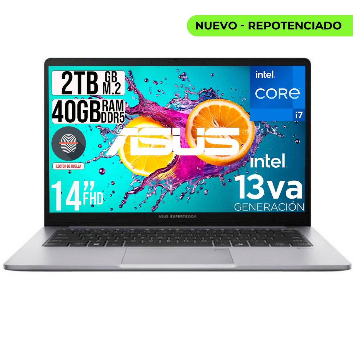 ASUS - PORTATIL ASUS EXPERTBOOK INTEL CORE I7-13620H SSD 2TB RAM 40GB DDR5 LED 14 FHD