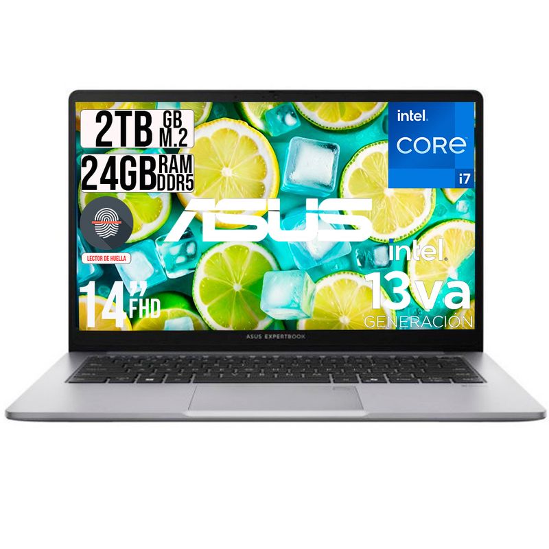 ASUS - PORTATIL ASUS EXPERTBOOK INTEL CORE I7-13620H SSD 2TB RAM 24GB DDR5 LED 14 FHD