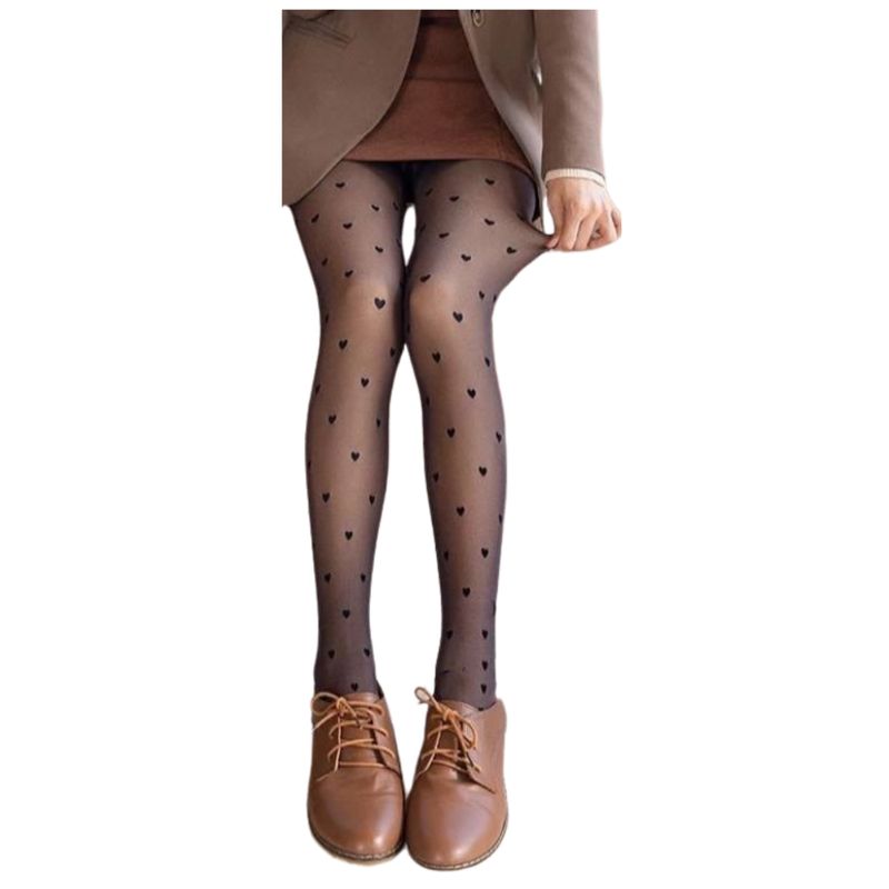 GENERICO - Media veladas Pantalón Térmica translucida Piel con corazones 80 gr