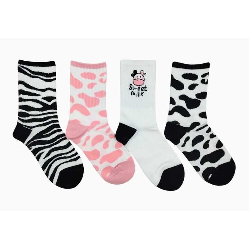 GENERICO - MEDIAS  CANILLERAS DE VAQUITAS MULTICOLOR  PAKC *4