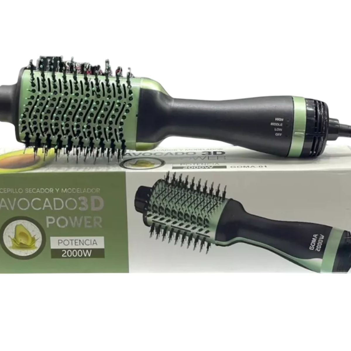 GENERICO - Cepillo Secador Y Moldeador Para Cabello Avocado 3d