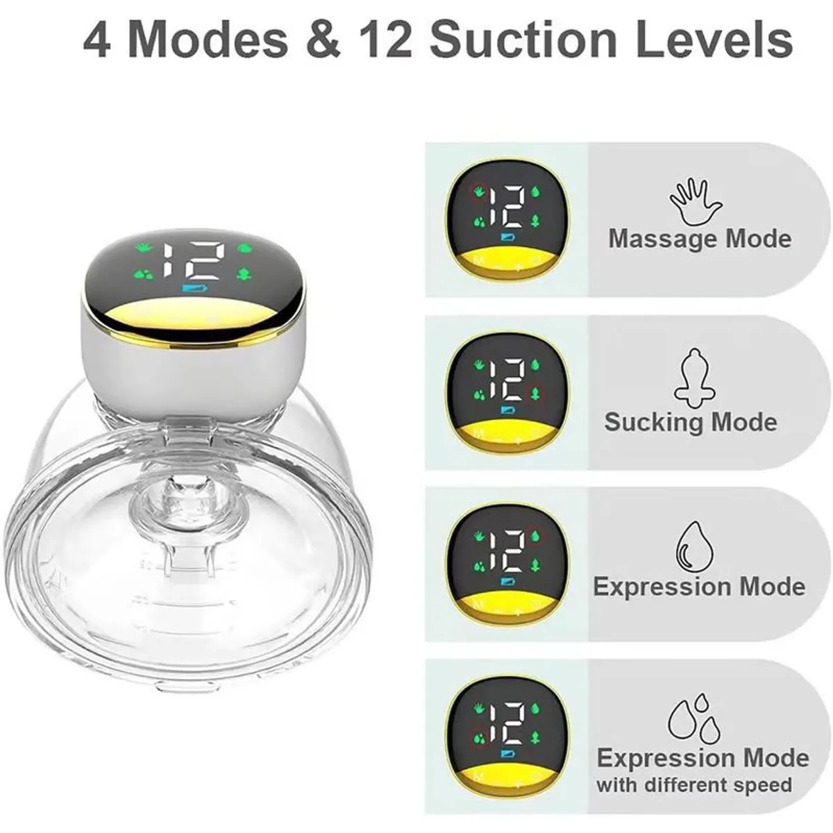 AMERICAN GENERICS - Extractor Leche Silencioso Recargable Manos Libres Con Lcd