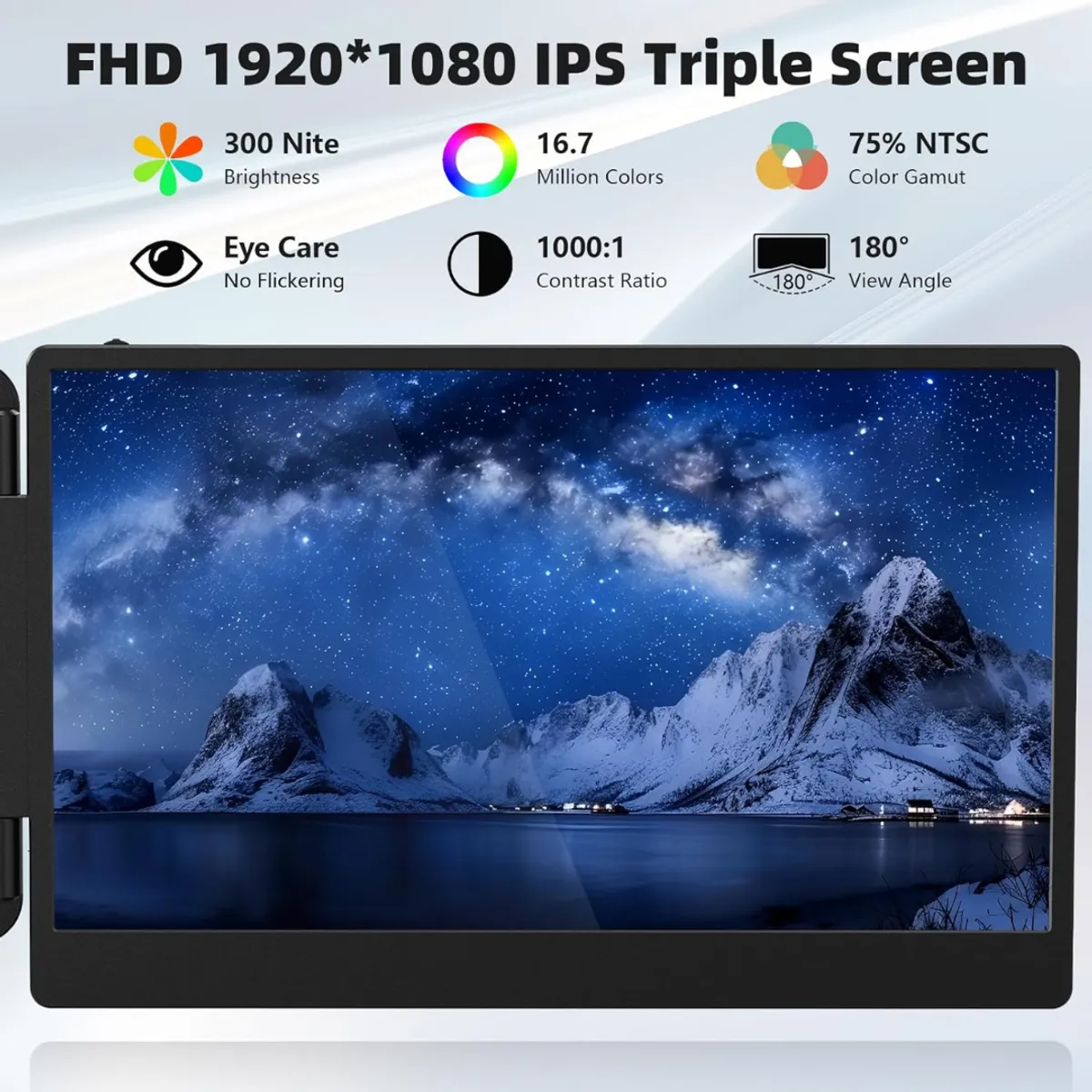 DOM - Extensor De Pantalla 14 Pulgadas, Fhd Ips Triple Monitor