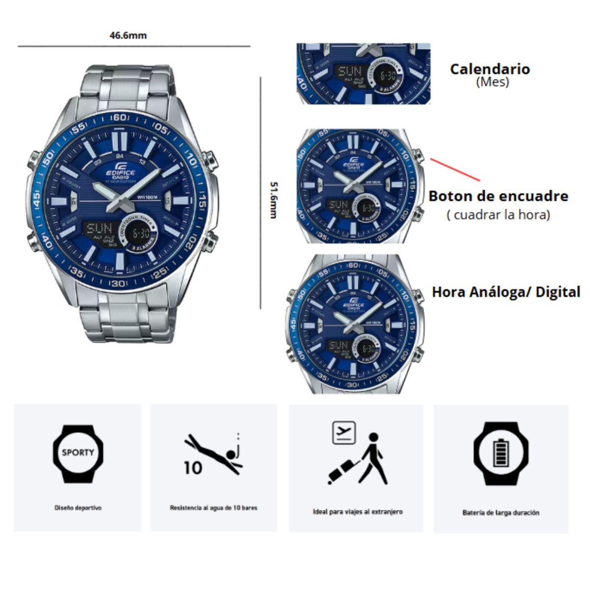 CASIO - Reloj Casio Edifice EFV-C100D-2A Caballero