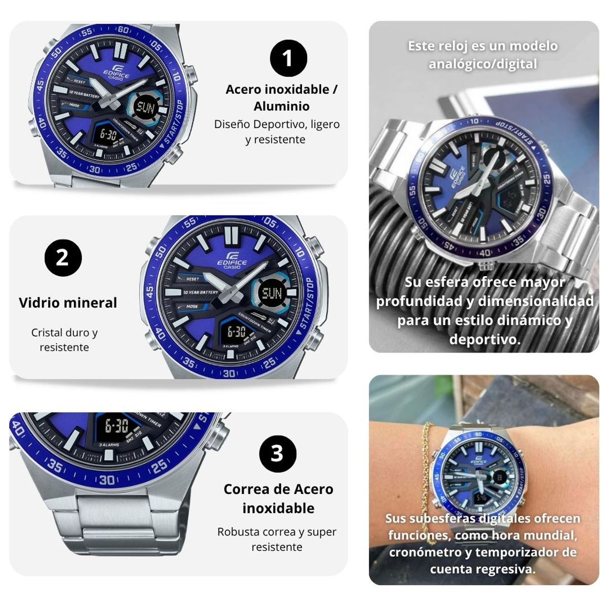 CASIO - Reloj Casio Edifice EFV-C110D-2AV Diseño Elegante Deportivo
