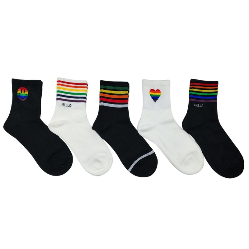 GENERICO - MEDIAS CANILLERAS DE PRIDE MULTICOLOR UNISEX PACK 5