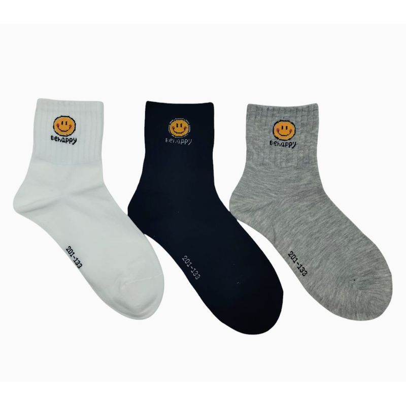 GENERICO - MEDIAS CANILLERA CLASICA DE CARITAS MULTICOLOR PACK 3