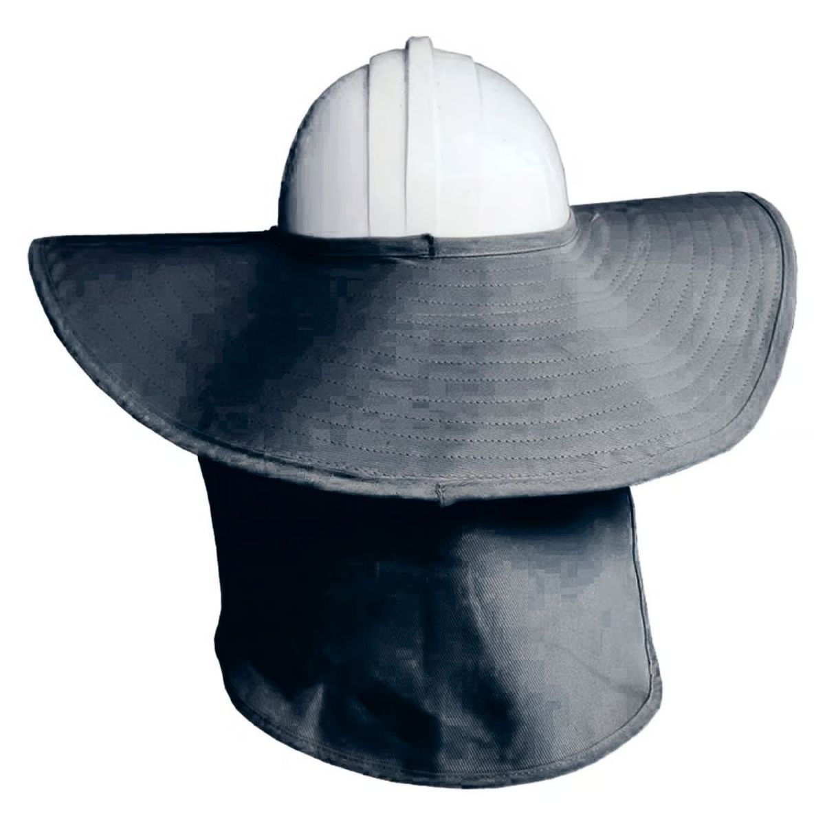 NACIONAL - SOMBRERO ALERON PARA CASCO DE SEGURIDAD COLOR GRIS CLARO CON PROTECTOR CUELLO