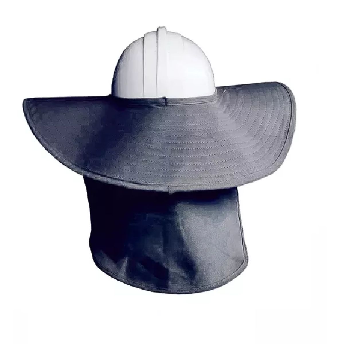 NACIONAL - SOMBRERO ALERON PARA CASCO DE SEGURIDAD COLOR JEAN CON PROTECTOR CUELLO