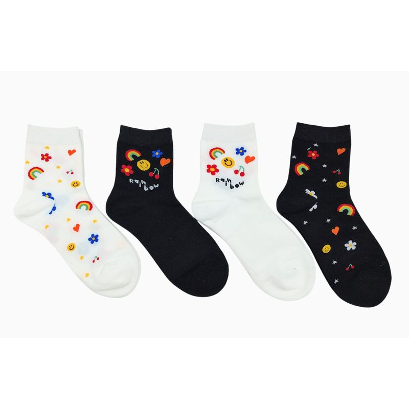 GENERICO - MEDIAS CANILLERAS DE ANIMACION DE ARCOIRIS MULTICOLOR PACK 4
