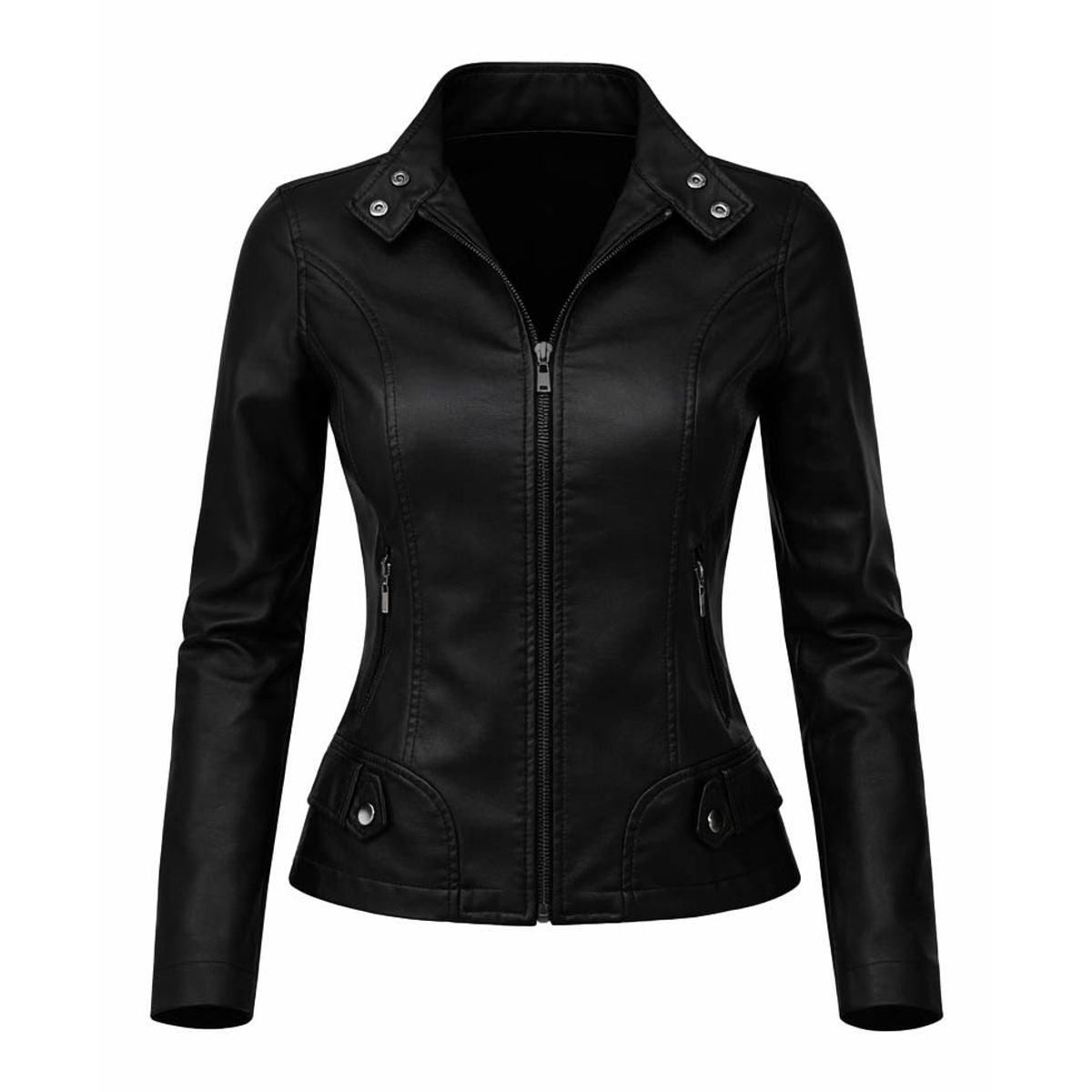 MODA EN CIRCUITO - Chaqueta Cuello Militar en Cuero -tex para mujer