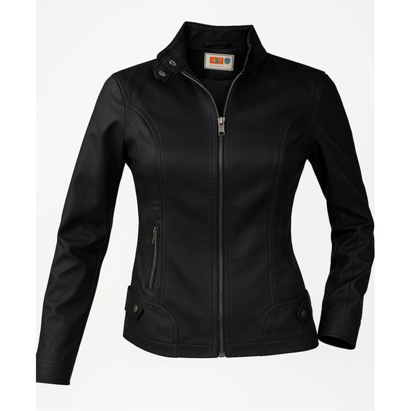 MODA EN CIRCUITO - Chaqueta Cuello Militar en Cuero -tex para mujer