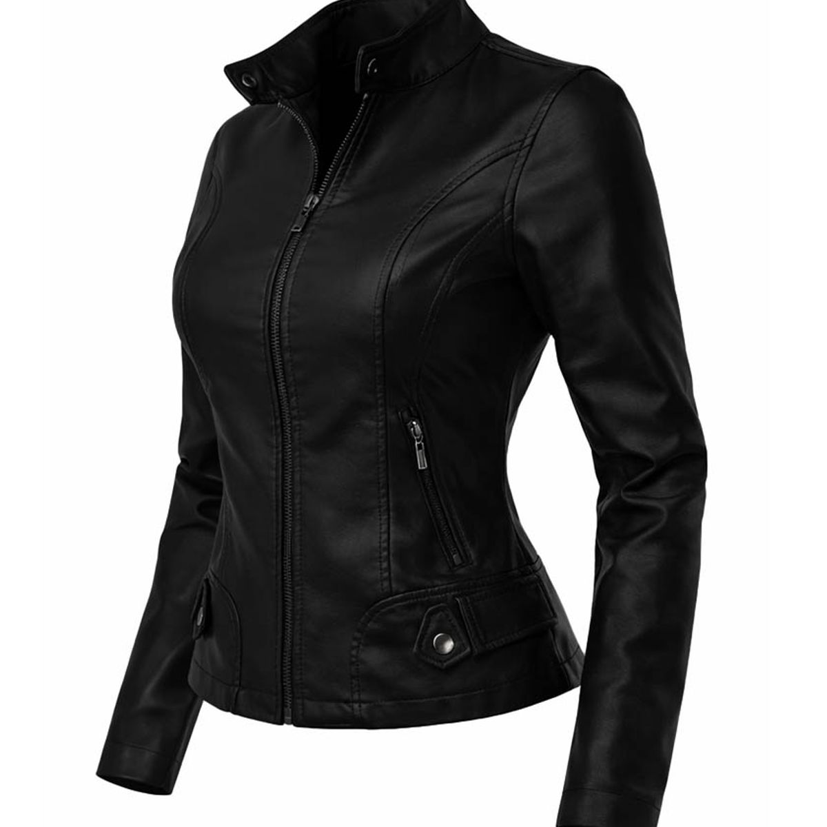 MODA EN CIRCUITO - Chaqueta Cuello Militar en Cuero -tex para mujer