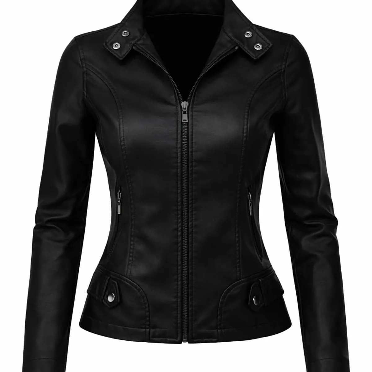 MODA EN CIRCUITO - Chaqueta Cuello Militar en Cuero -tex para mujer