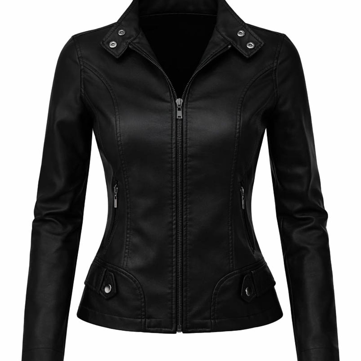 MODA EN CIRCUITO - Chaqueta Cuello Militar en Cuero -tex para mujer