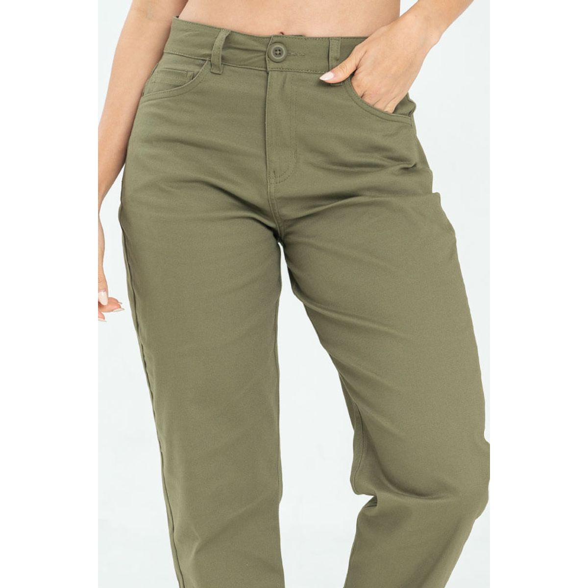 RAGGED - Pantalon mom cinco bolsillos Verde militar Ragged.