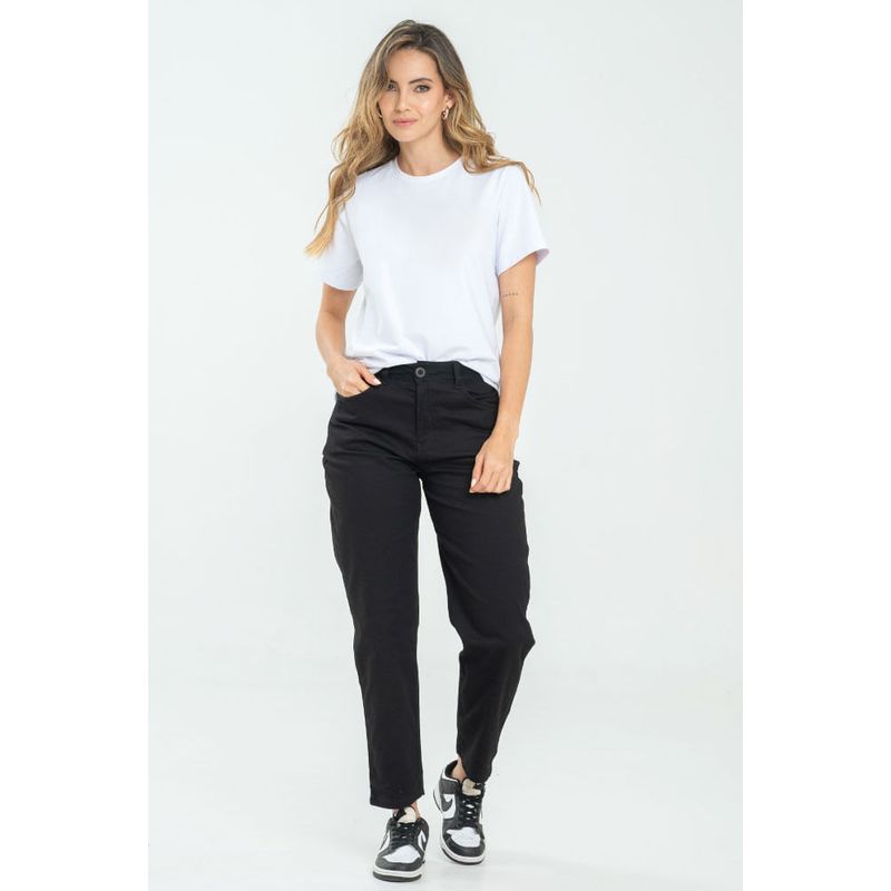 RAGGED - Pantalon mom cinco bolsillos Negro Ragged