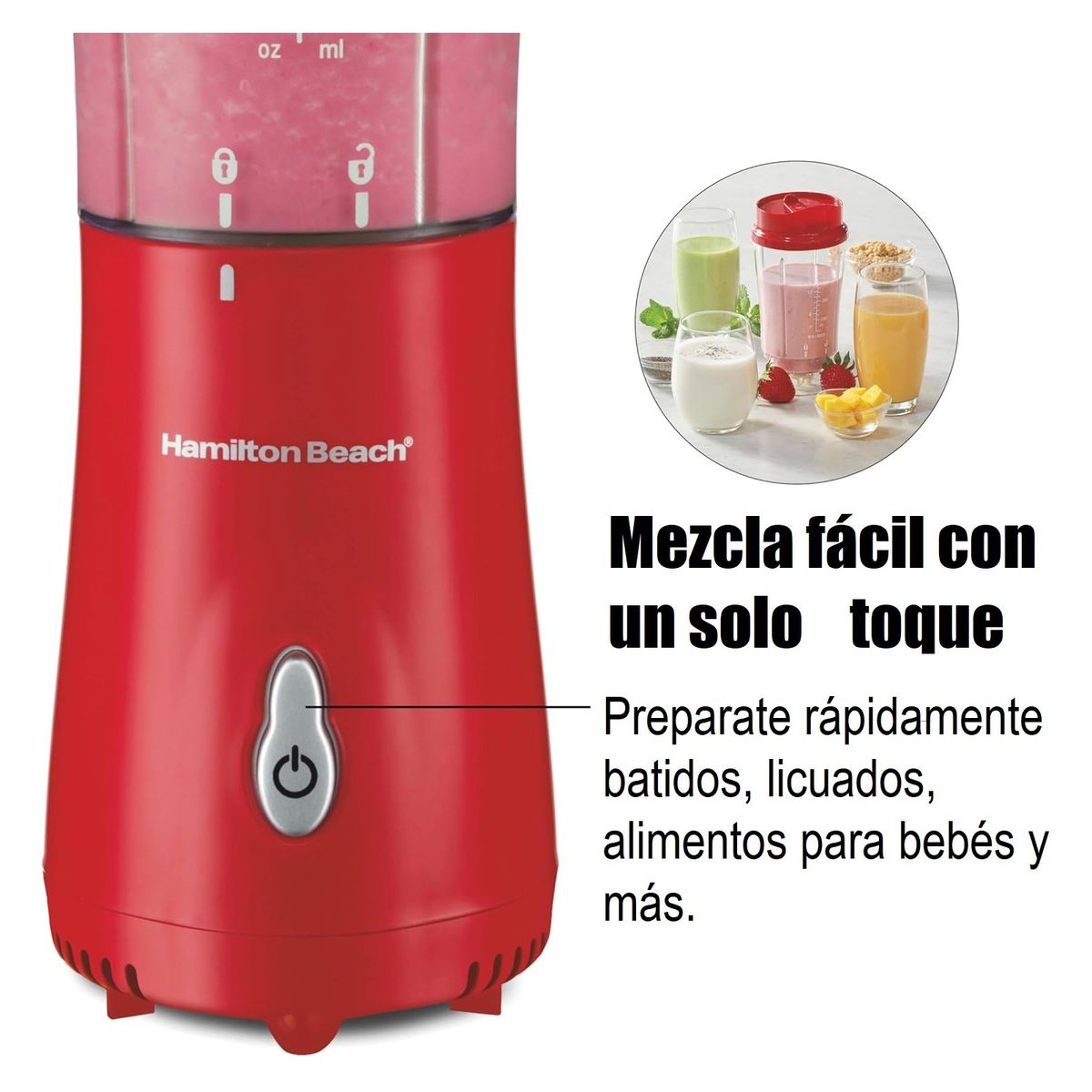 HAMILTON - Licuadora Portatil Hamilton Beach 51101RG Rojo