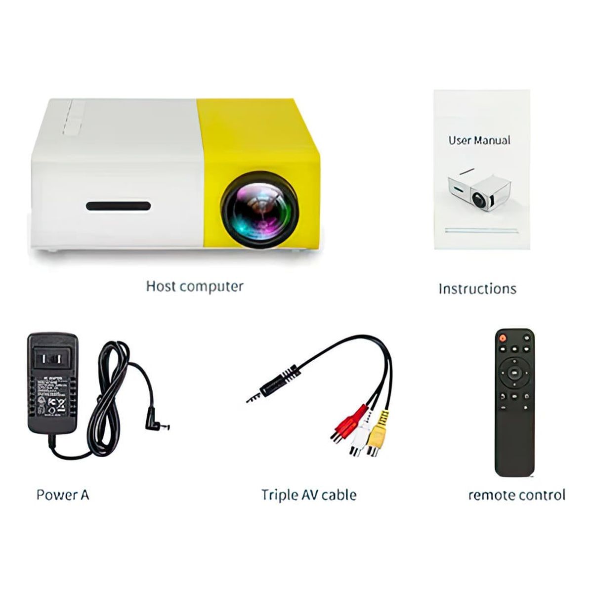 GENERICO - Mini Proyector Portátil YG300 LED 600 Lúmenes, HDMI/USB, Protege Ojos