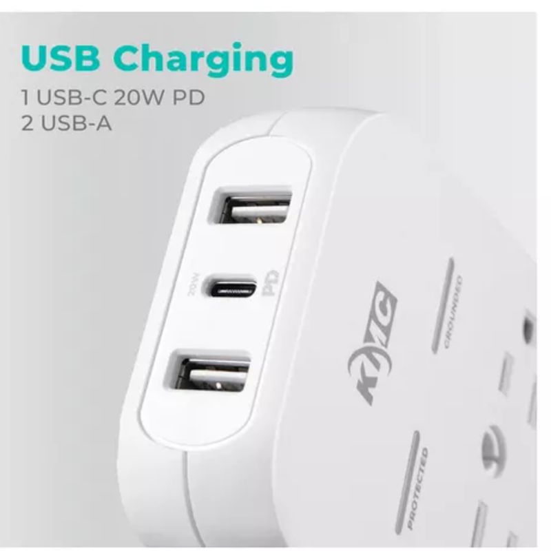 GENERICO - Cargador De Pared Usb De Múlt Usb-c Pd Extensor De 6 Tomas