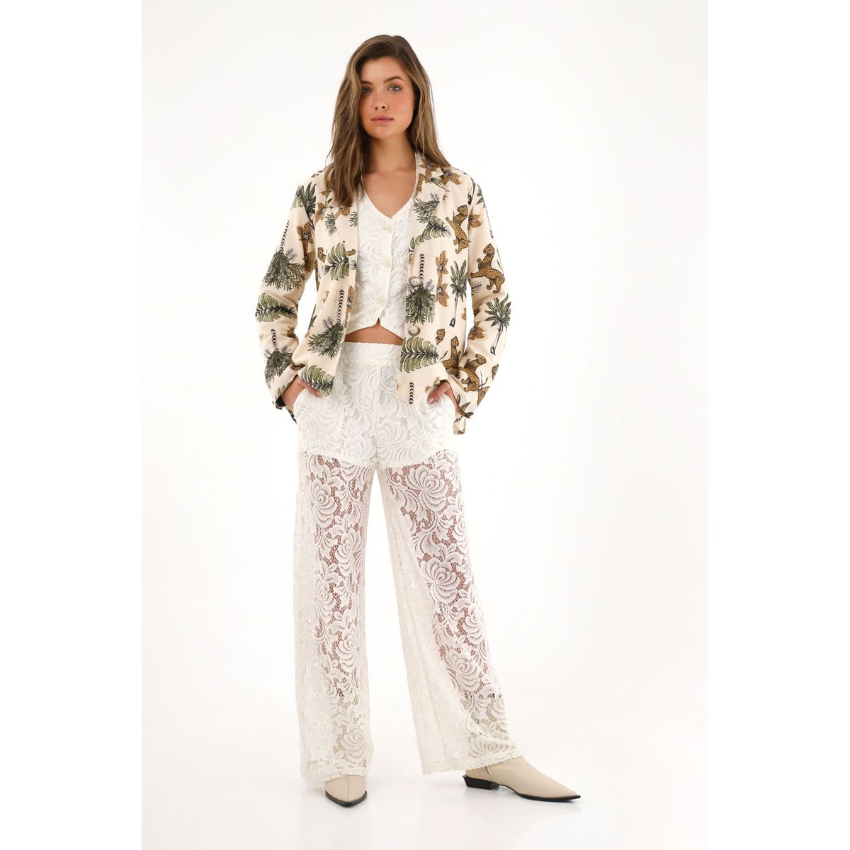 TENNIS - Blazer con estampado de palmeras y tigres para mujer