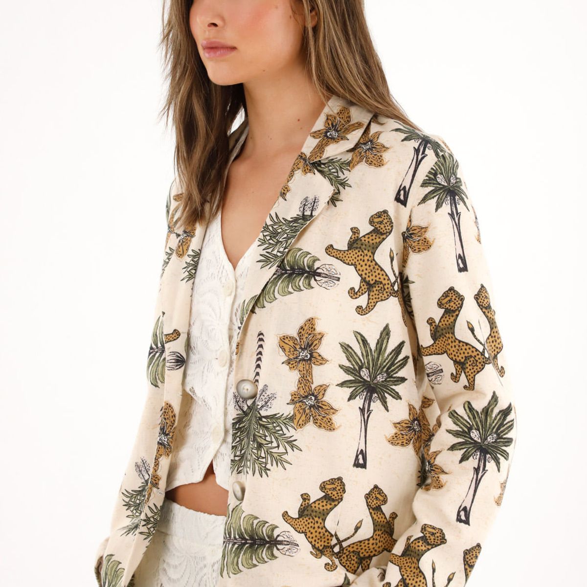 TENNIS - Blazer con estampado de palmeras y tigres para mujer